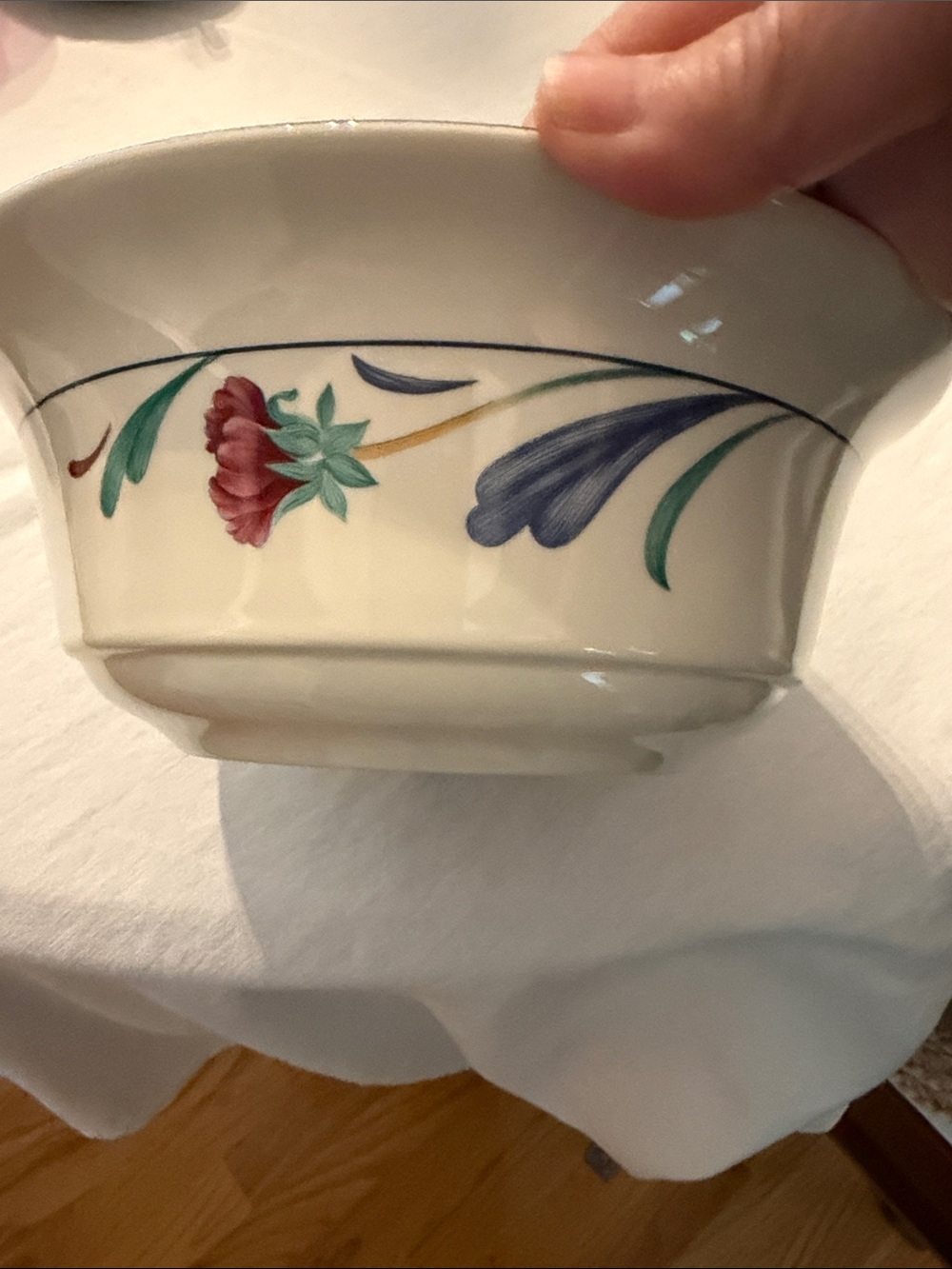 Lenox Poppies on Blue Serving Bowl with Blue Rim, 8.5” diameter